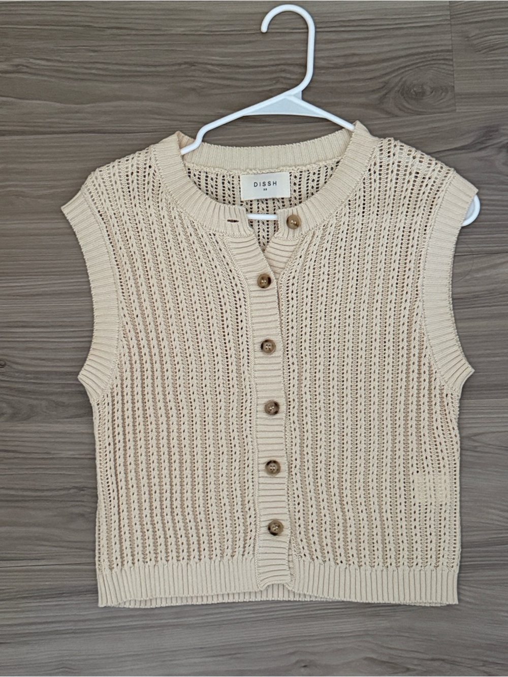 DISSH Cream Sleeveless Button Sweater Vest